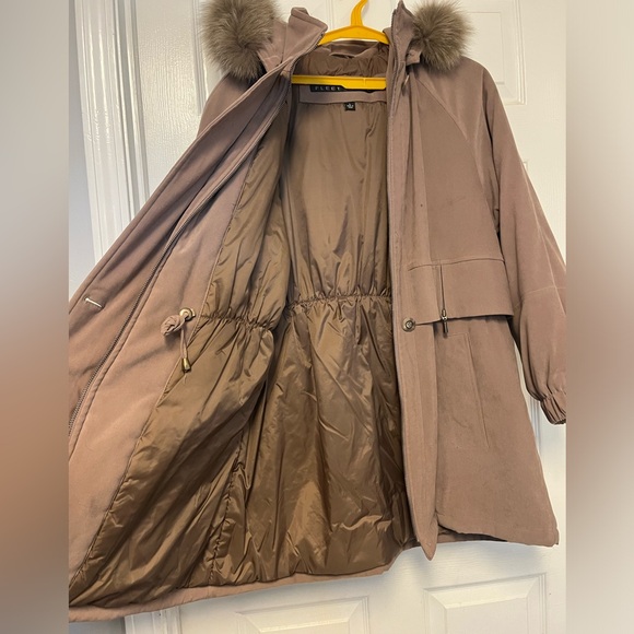Fleet Street Women's Coat Zip Button Combo Rabbit Fur Trim Hood - Picture 7 of 14